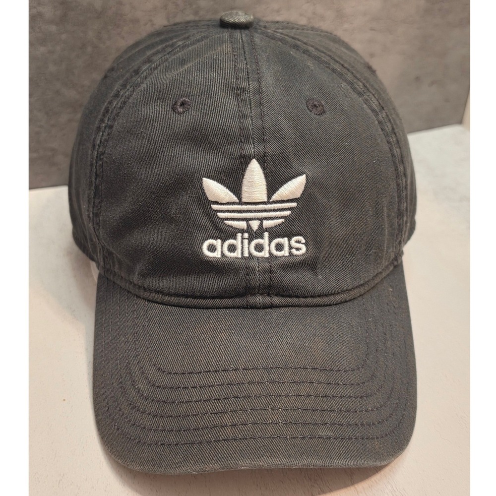 Adidas Originals Mens Trefoil Logo Adjustable Strapback Baseball Hat Black OSFM